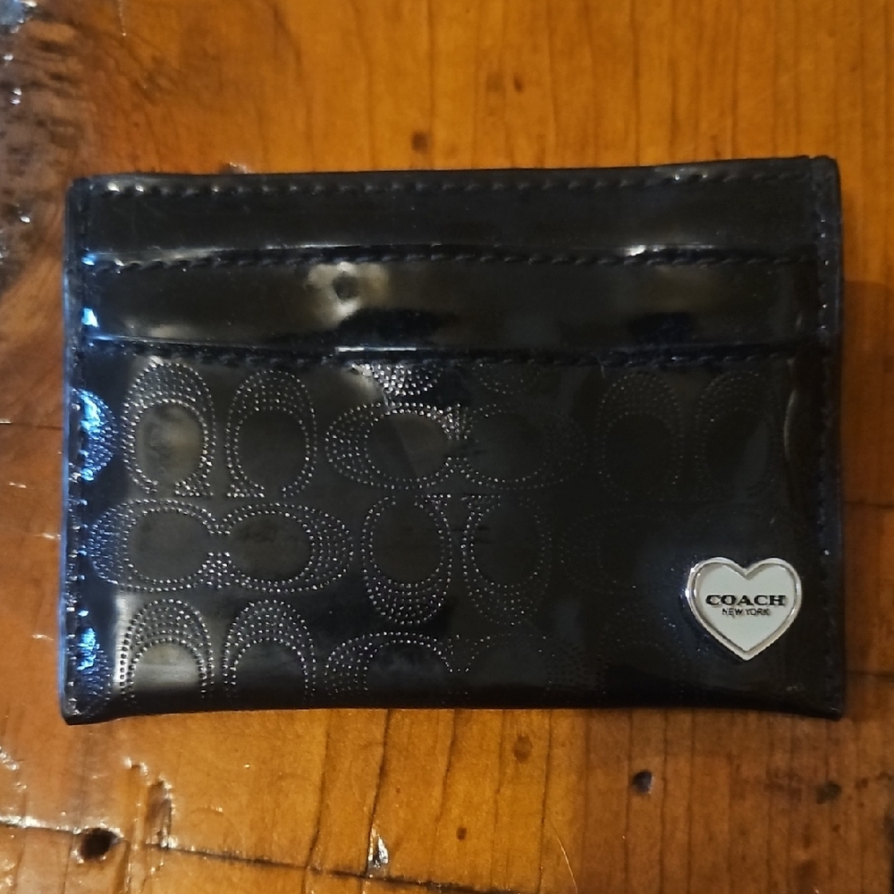 Coach Glossy Black Card Holder